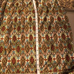 F.R.E.E size large multi color print cotton blend midi skirt with skirt